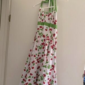 Pinup Couture Halter Golightly Cherry Dress, sz S Red White